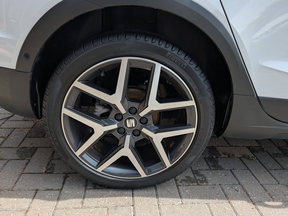 Freshly cleaned alloy wheel and dressed tyre